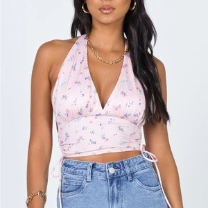 Princess Polly Penelope Halter Top Floral Print Pink pastel cute y2k crop